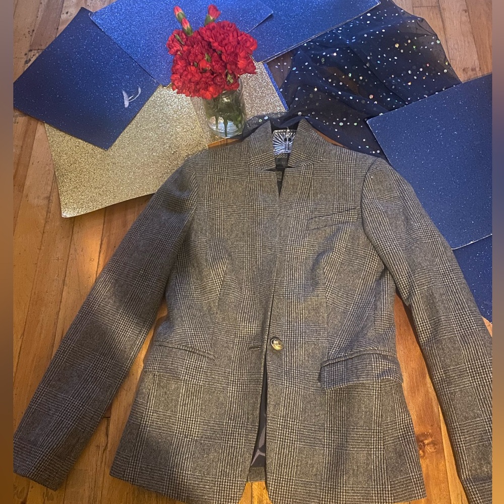 J.CREW 70% WOOL REGENT BEIJE BROWN CLASSIC BLAZER Coat LUX COZY VTG - Picture 5 of 16